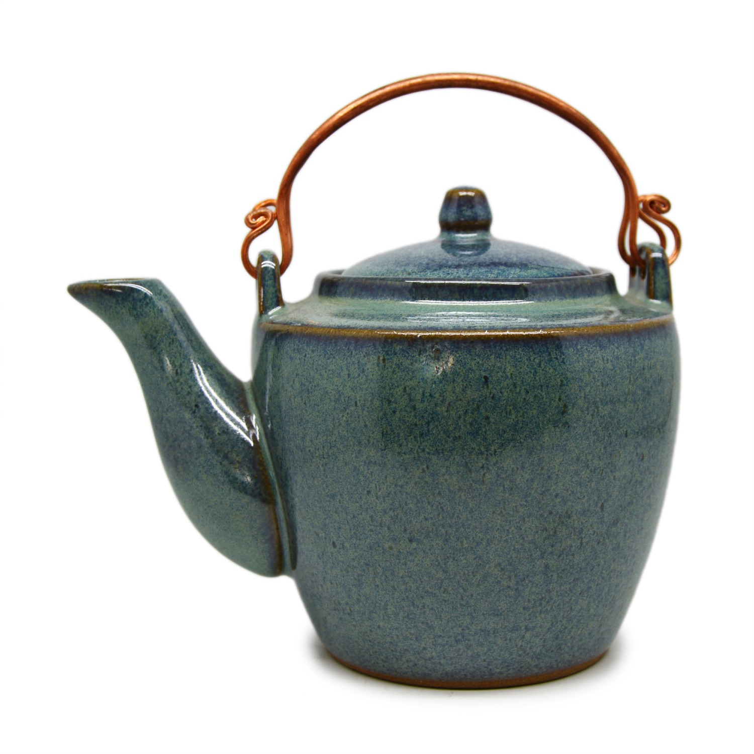 Spring teapot with bronze handle - 0005 Stoneware