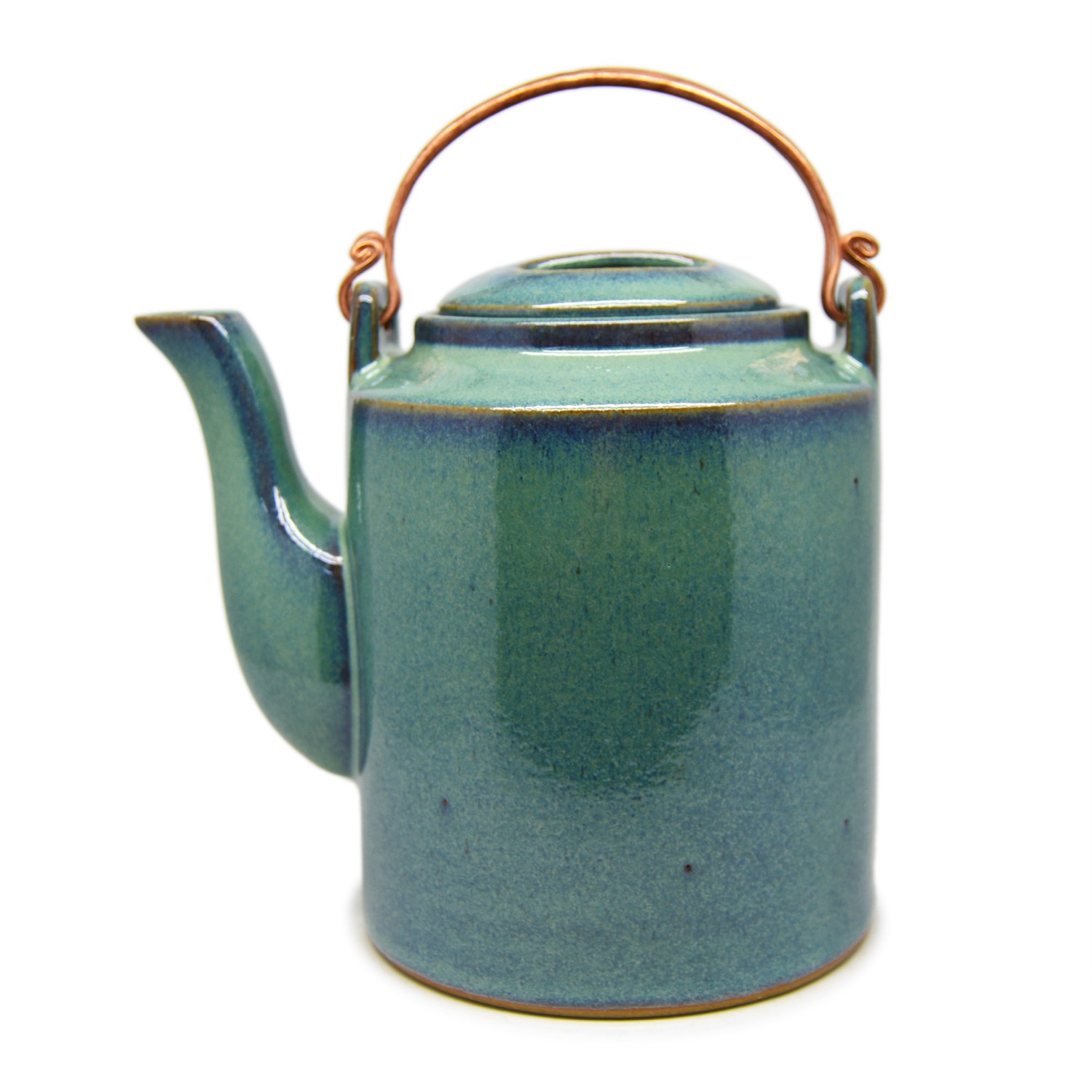 Large round teapot with bronze handles - 0005 Stoneware